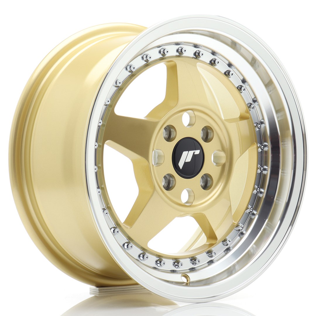 Image of JR-Wheels JR6 Velgen 15 Inch 7J ET35 4x100 Gold Machined Lip