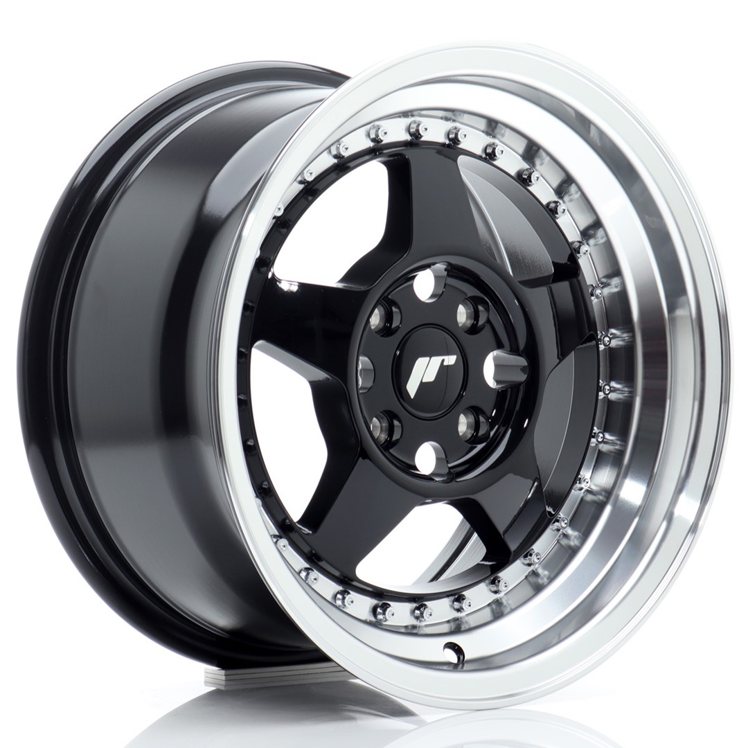 Image of JR-Wheels JR6 Velgen 15 Inch 8J ET25 4x100 Gloss Black Machined Lip