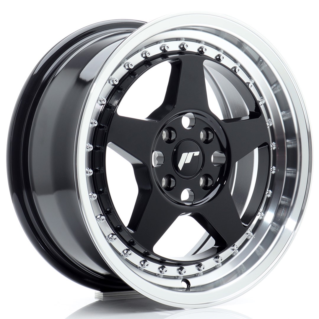 Image of JR-Wheels JR6 Velgen 16 Inch 7J ET35 4x100 Gloss Black Machined Lip