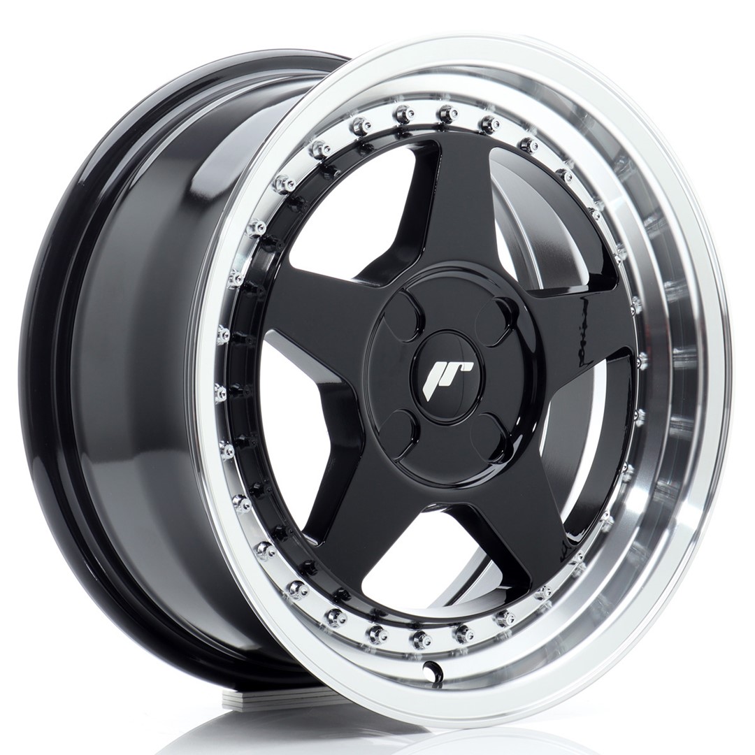 Image of JR-Wheels JR6 Velgen 16 Inch 7J ET20-35 Custom PCD Gloss Black Machined Lip