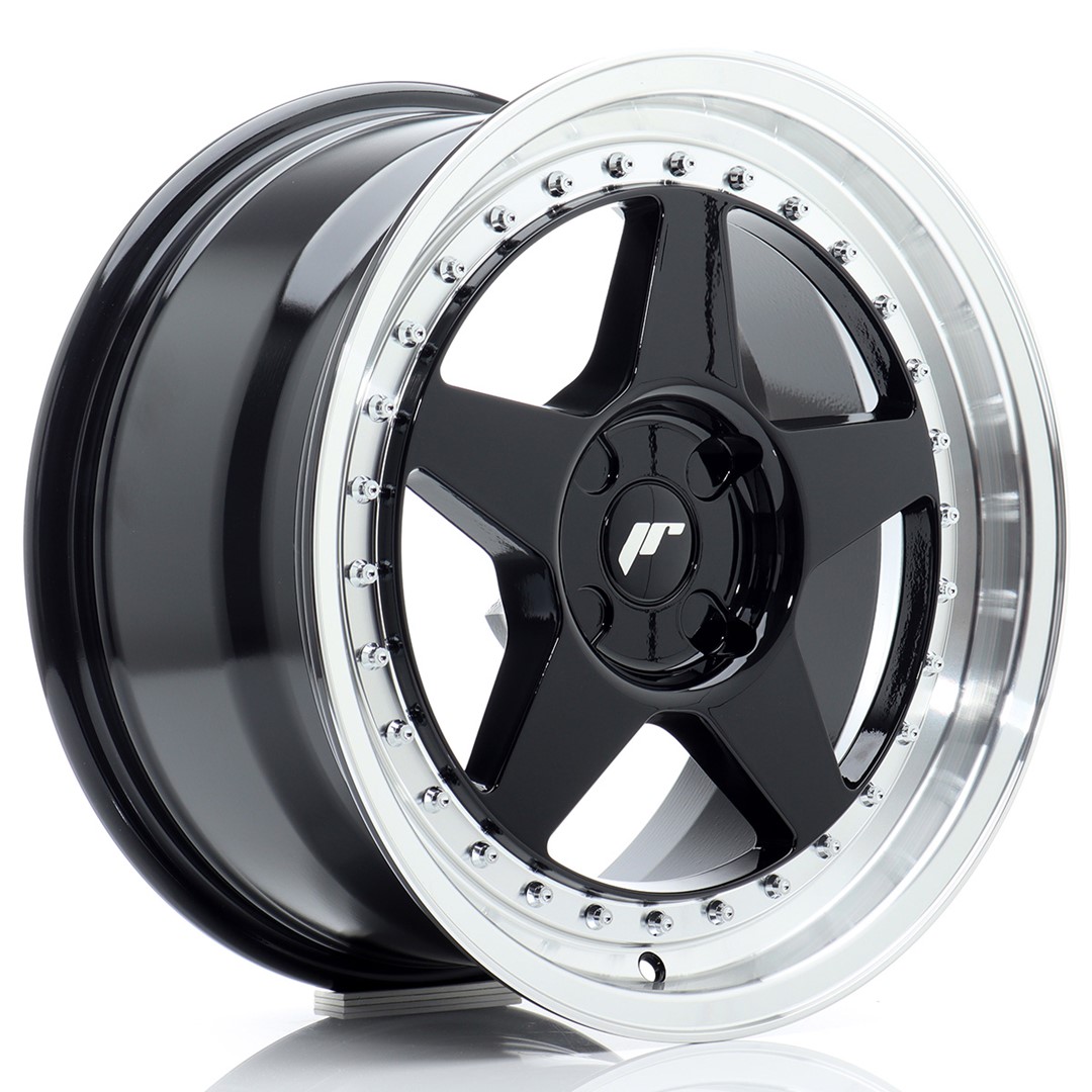 Image of JR-Wheels JR6 Velgen 17 Inch 8J ET20-35 Custom PCD Gloss Black Machined Lip