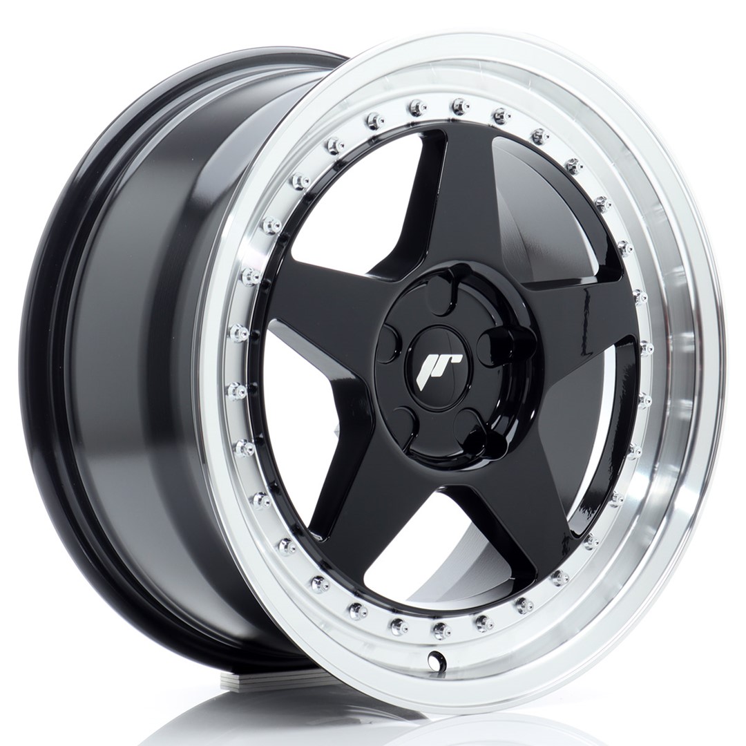 Image of JR-Wheels JR6 Velgen 17 Inch 8J ET20-35 Custom PCD Gloss Black Machined Lip