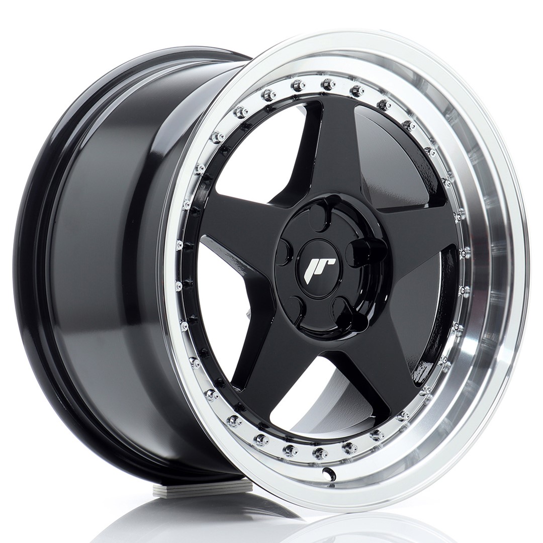 Image of JR-Wheels JR6 Velgen 17 Inch 9J ET20-35 Custom PCD Gloss Black Machined Lip