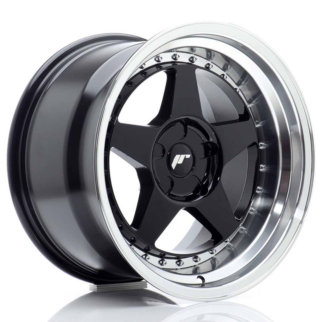 Image of JR-Wheels JR6 Velgen 17 Inch 10J ET0-20 Custom PCD Gloss Black Machined Lip