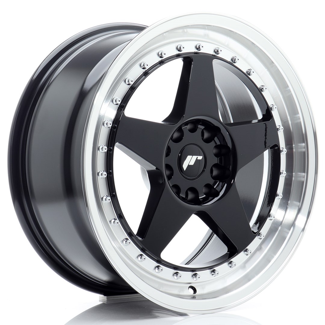 Image of JR-Wheels JR6 Velgen 18 Inch 8.5J ET22 5x114.3,5x120 Flow Form Gloss Black Machined Lip