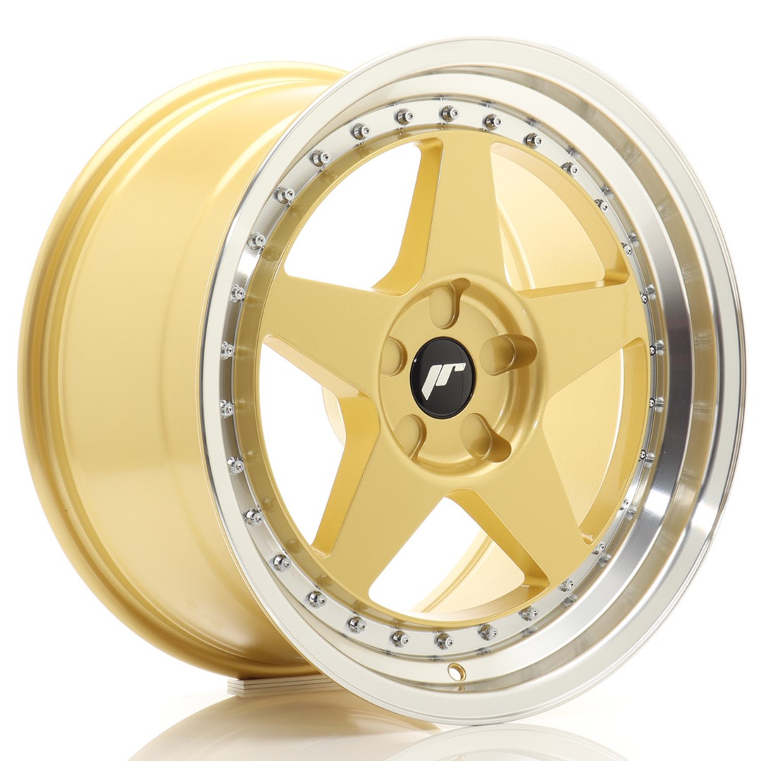 Image of JR-Wheels JR6 Velgen 18 Inch 9.5J ET20-40 Custom PCD Flow Form Gold Machined Lip