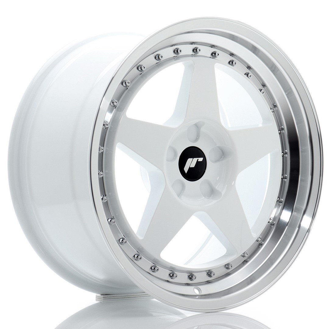Image of JR-Wheels JR6 Velgen 18 Inch 9.5J ET20-40 Custom PCD Flow Form White Machined Lip