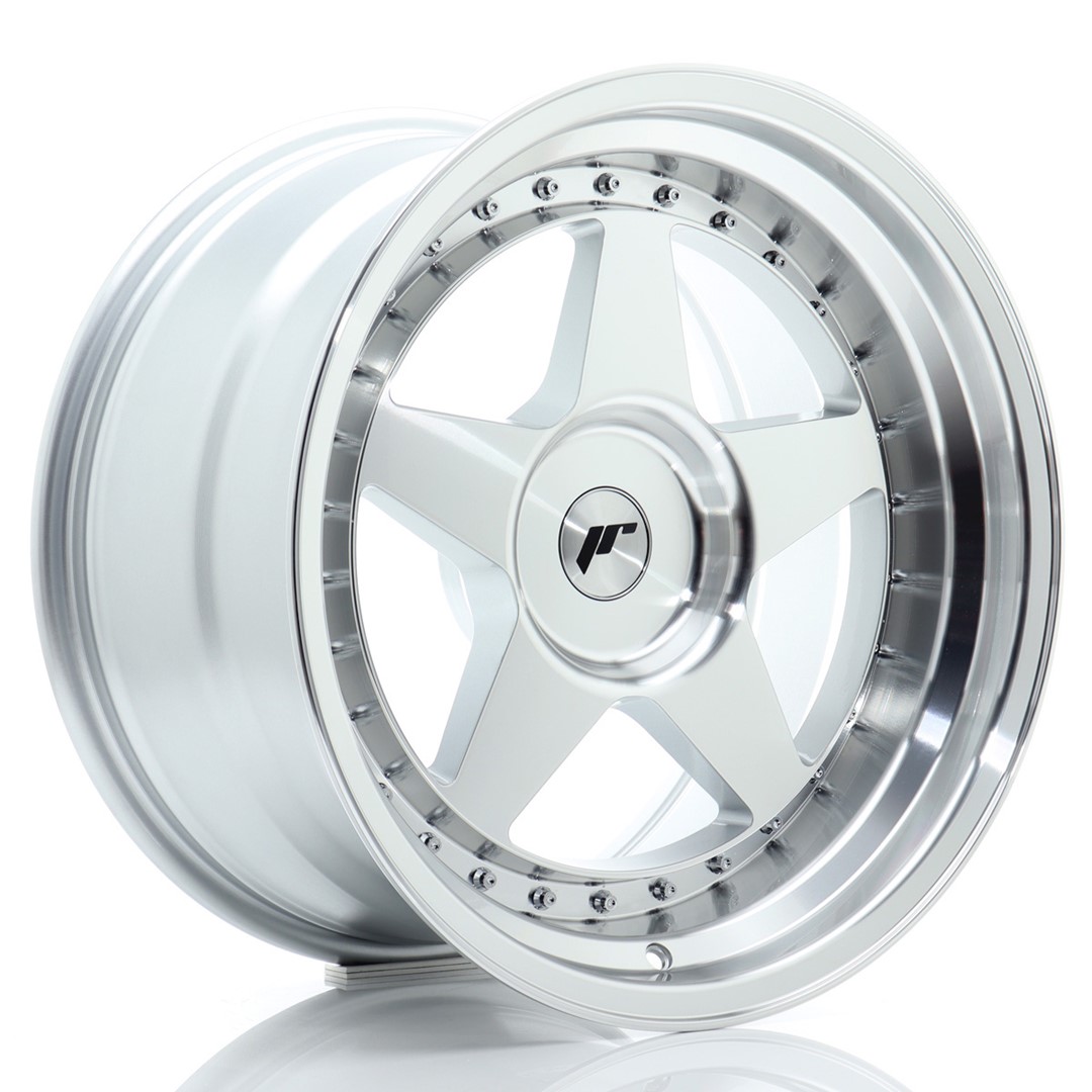 Image of JR-Wheels JR6 Velgen 18 Inch 10J ET0-25 Custom PCD Flow Form Silver Machined Face