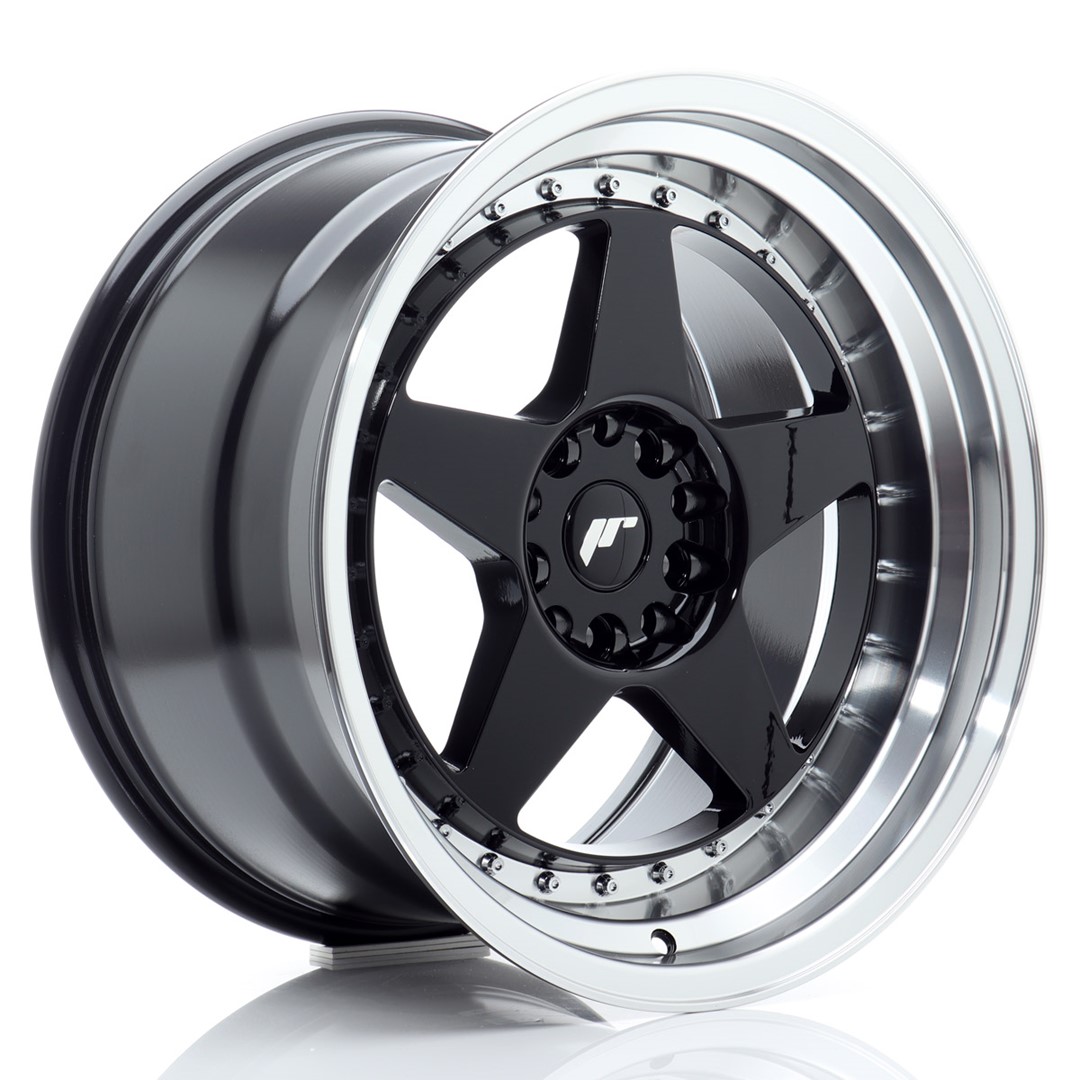 Image of JR-Wheels JR6 Velgen 18 Inch 10.5J ET25 5x114.3,5x120 Flow Form Gloss Black Machined Lip