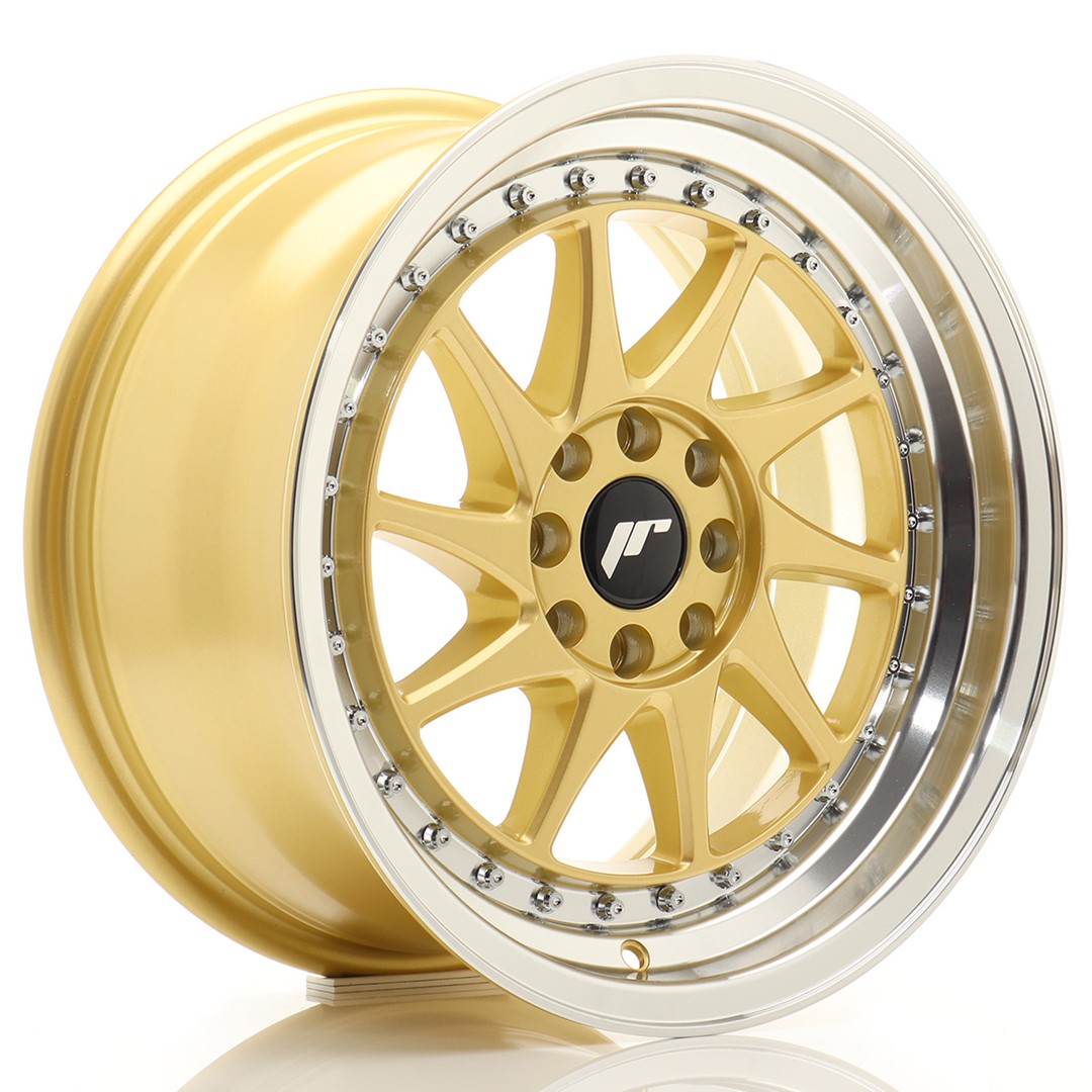 Image of JR-Wheels JR26 Velgen 16 Inch 8J ET25 4x100,4x108 Gold Machined Lip