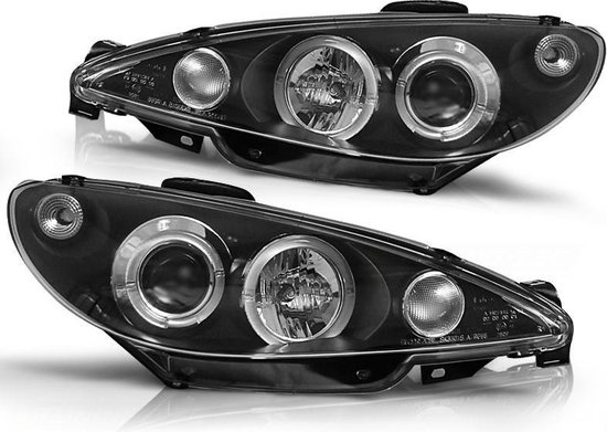 Image of SK-Import Koplampen Angel Eyes Black Housing Peugeot 206
