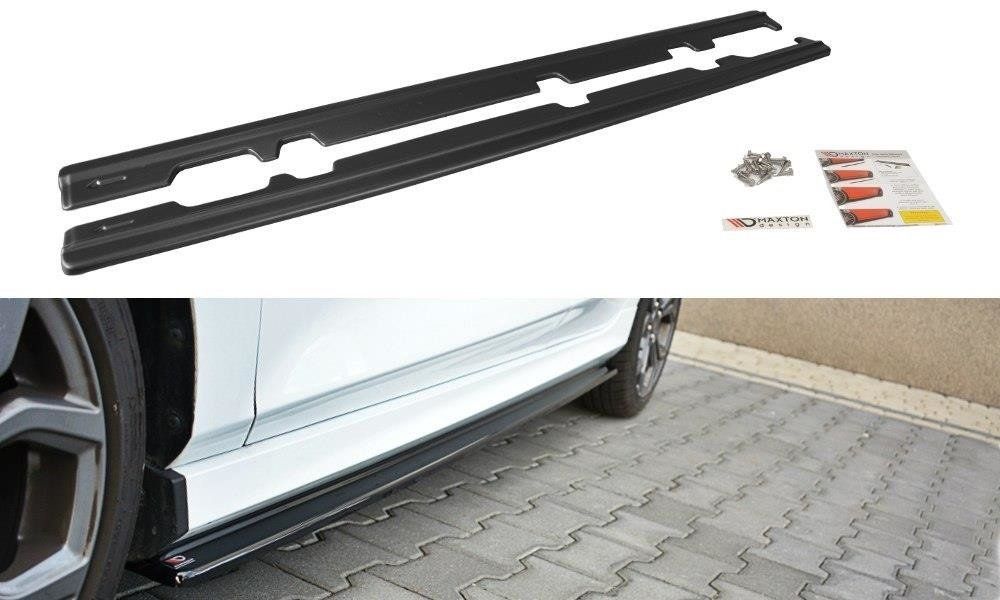Image of Maxton Side Skirts V1 Glanzend Zwart ABS Plastic Ford Fiesta