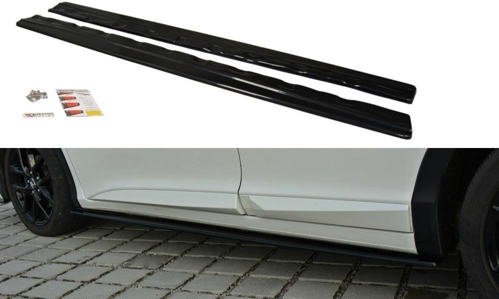 Image of Maxton Side Skirts Glanzend Zwart ABS Plastic Honda Civic Facelift