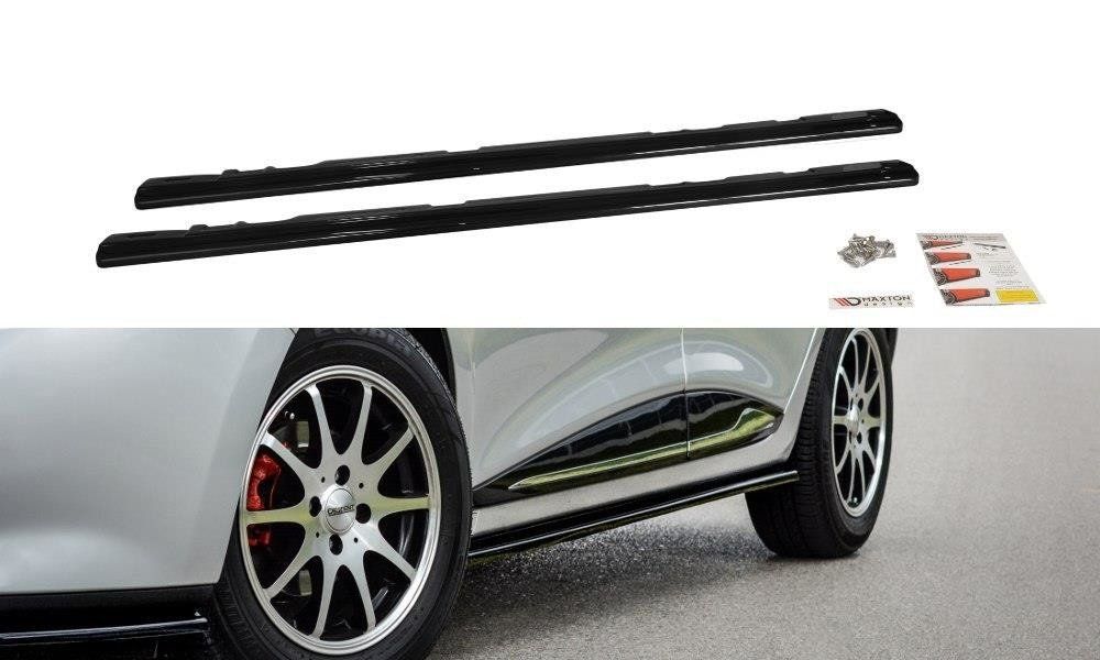 Image of Maxton Side Skirts Glanzend Zwart ABS Plastic Renault Clio Pre Facelift