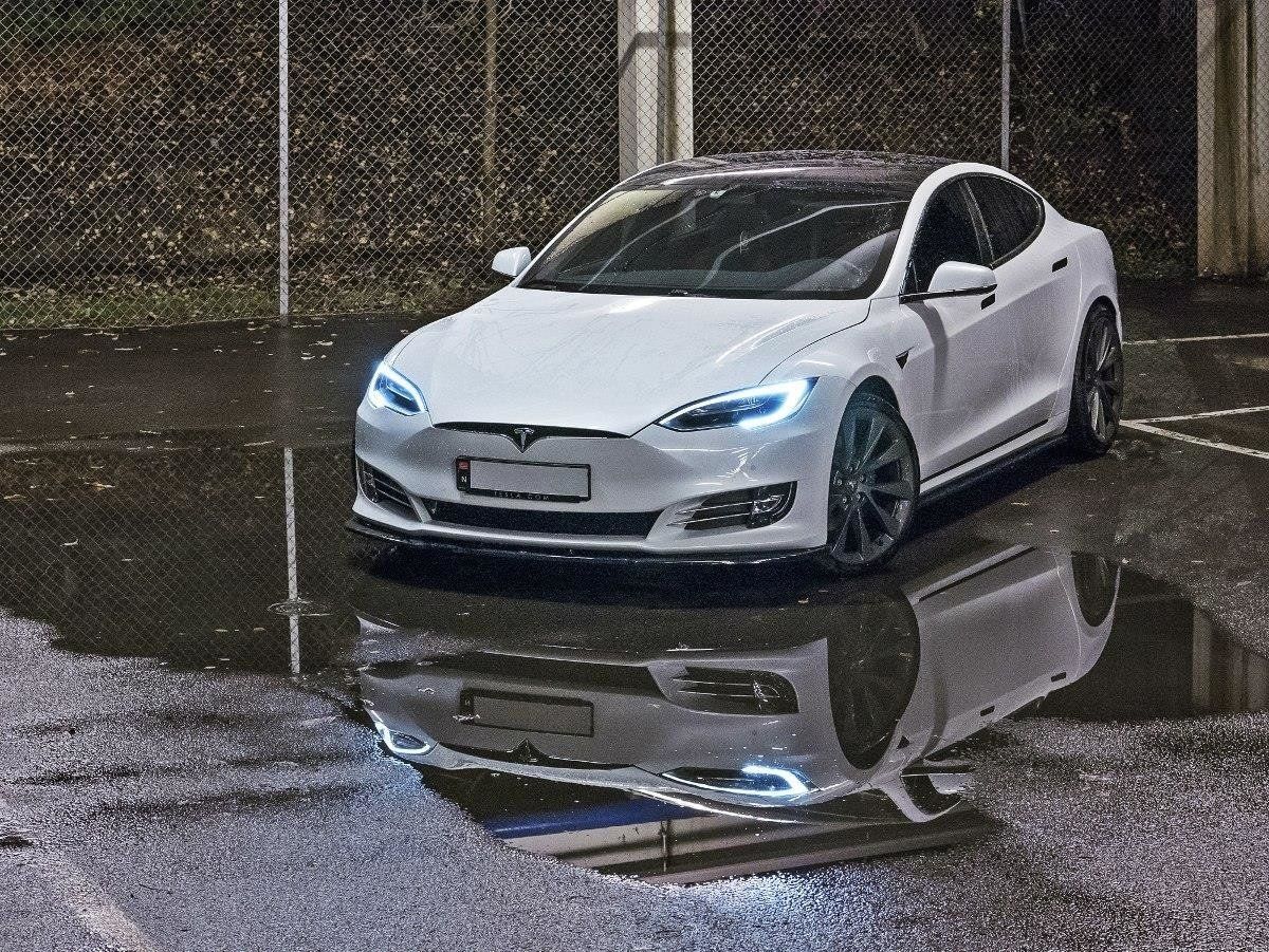 Image of Maxton Side Skirts Glanzend Zwart ABS Plastic Tesla Model S Facelift