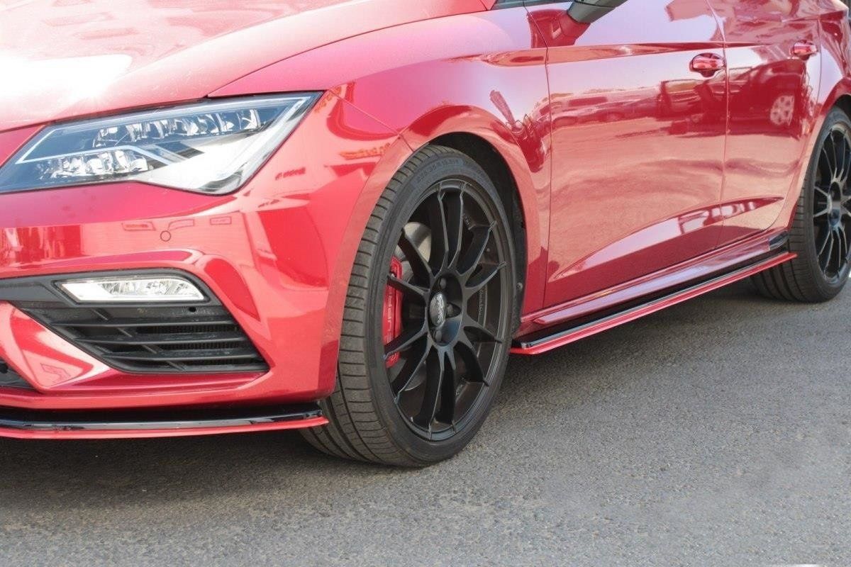Image of Maxton Side Skirts V3 Glanzend Zwart ABS Plastic Seat Leon Facelift