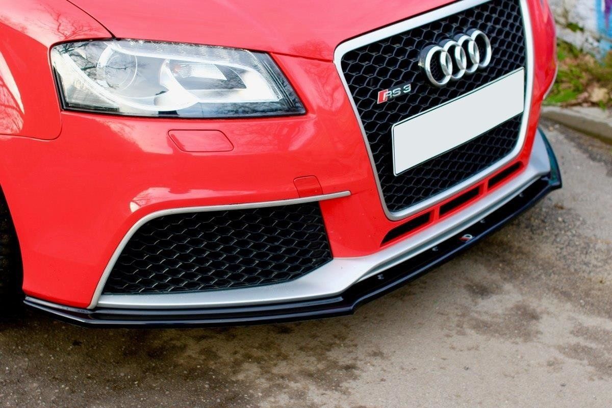 Image of Maxton Voor Bumper Lip V1 Glanzend Zwart ABS Plastic Audi RS3