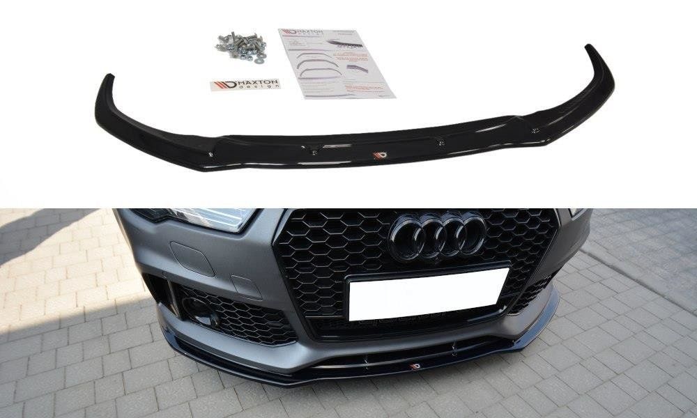 Image of Maxton Voor Bumper Lip V1 Glanzend Zwart ABS Plastic Audi RS7 Facelift