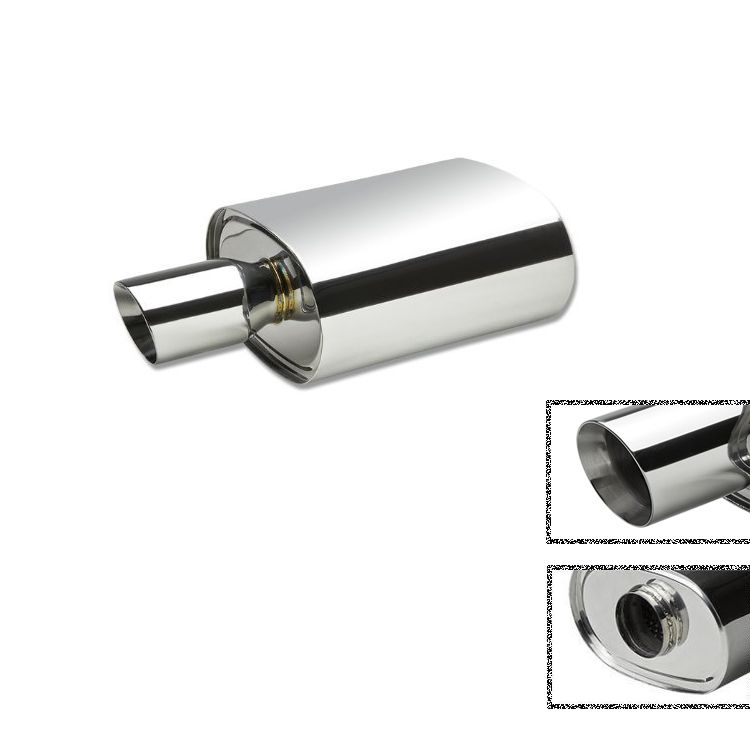 Image of SK-Import Achter Universele Uitlaat Demper Ovaal 89mm Roestvrij Staal