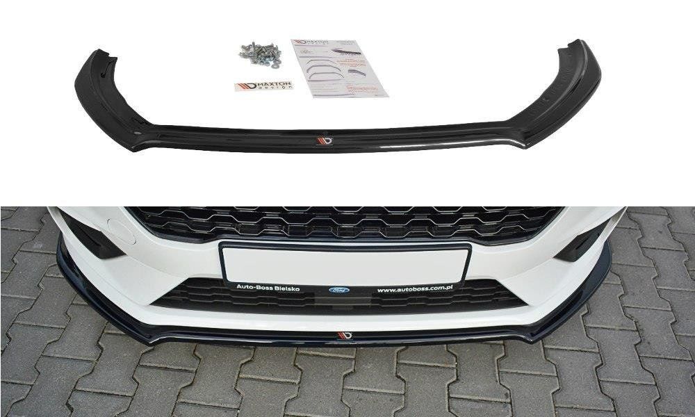 Image of Maxton Voor Bumper Lip V1 Glanzend Zwart ABS Plastic Ford Fiesta