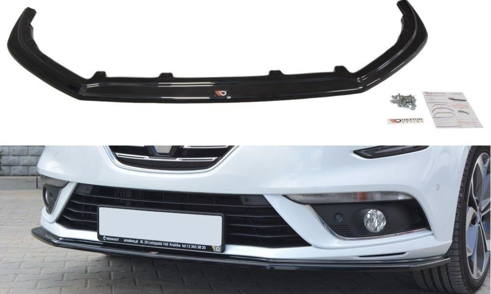 Image of Maxton Voor Bumper Lip V1 Glanzend Zwart ABS Plastic Renault Mégane