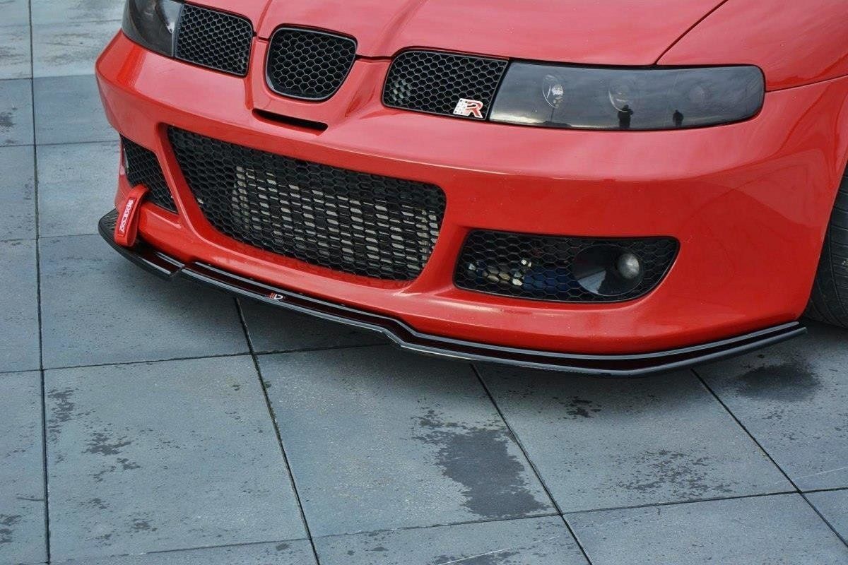 Image of Maxton Voor Bumper Lip V1 Glanzend Zwart ABS Plastic Seat Leon