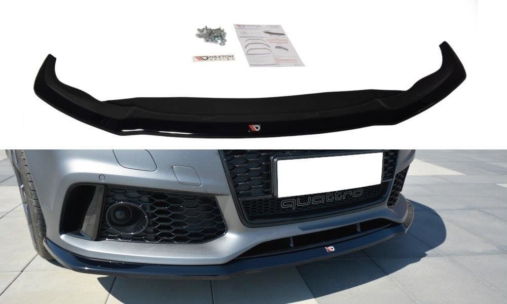 Image of Maxton Voor Bumper Lip V2 Glanzend Zwart ABS Plastic Audi RS7 Facelift
