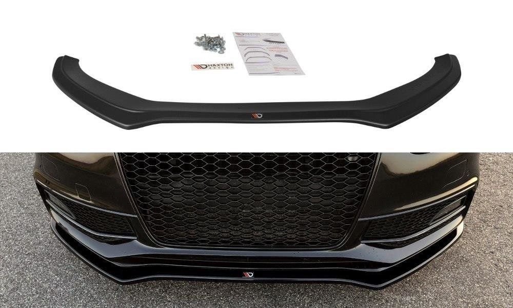 Image of Maxton Voor Bumper Lip V2 Glanzend Zwart ABS Plastic Audi S4 Facelift