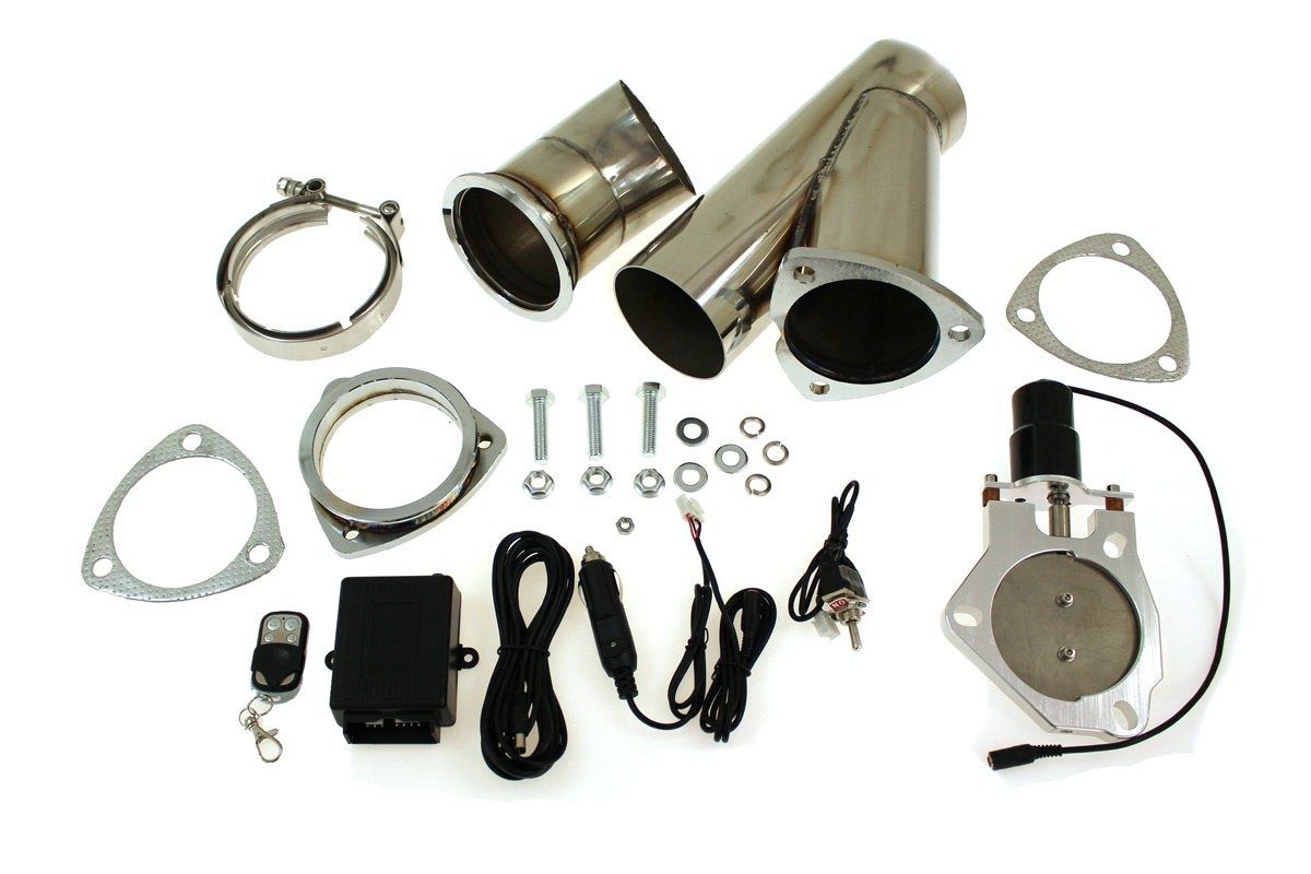 Image of SK-Import Uitlaat Bedienings Klep Cut Out Kit Elektrisch Verstelbaar Roestvrij Staal
