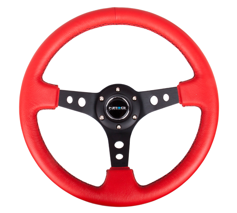 Image of NRG Innovations Stuur Rood 350mm 75mm Leer
