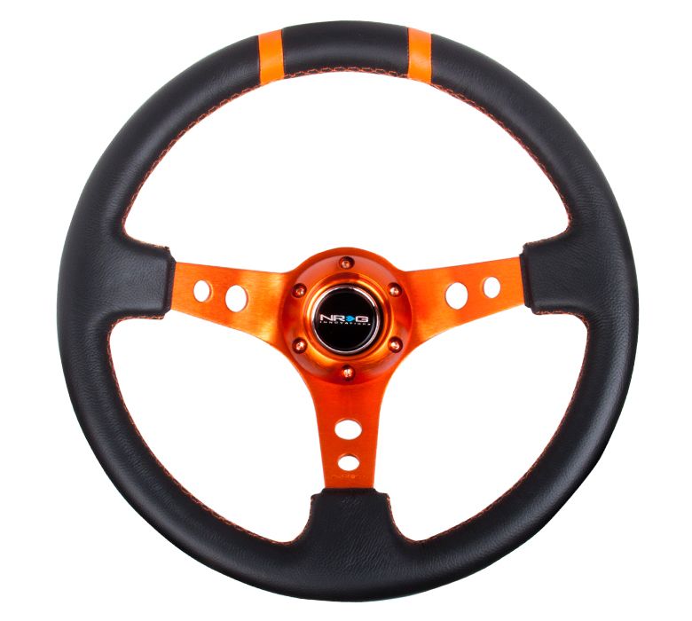 Image of NRG Innovations Stuur Oranje 350mm 75mm Leer
