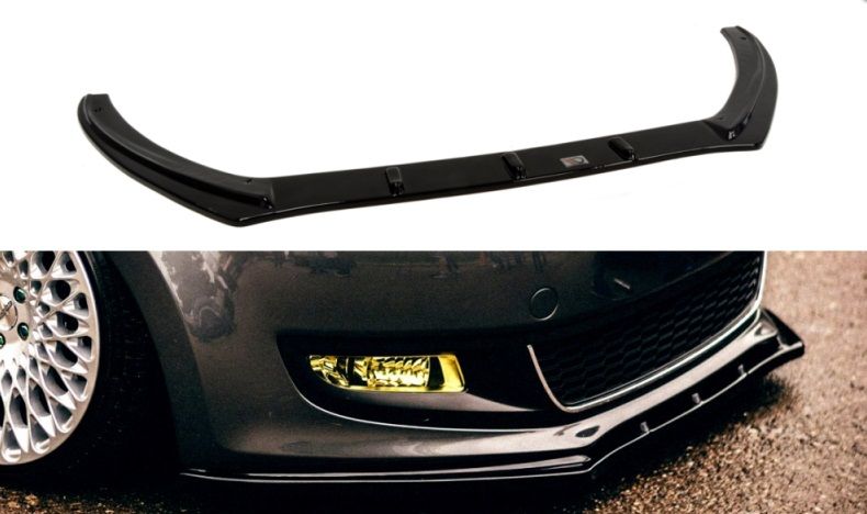 Image of Maxton Voor Bumper Lip Glanzend Zwart ABS Plastic Volkswagen Polo