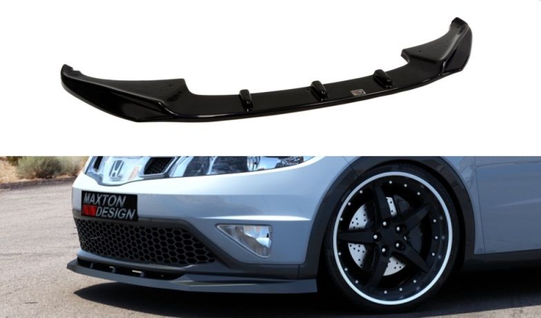 Image of Maxton Voor Bumper Lip Zwart ABS Plastic Honda Civic Facelift