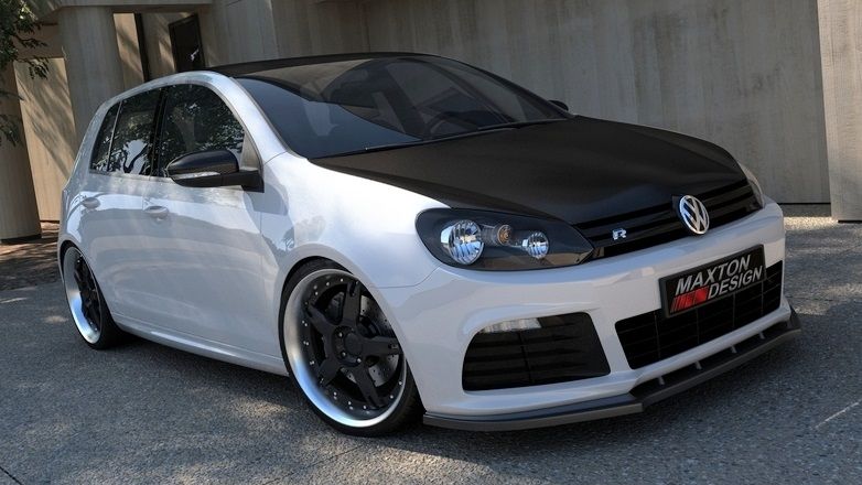 Image of Maxton Voor Bumper Lip R Style Zwart ABS Plastic Volkswagen Golf