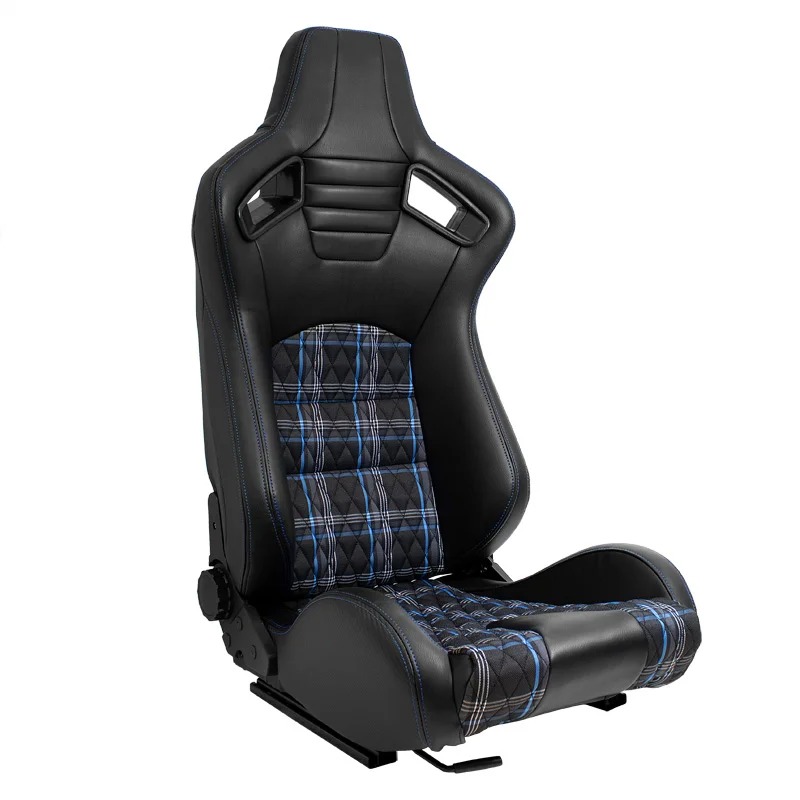 Image of SK-Import Verstelbare Stoel Blauwe Kruisstiksel GT Verstelbaar Zwart - Blauw Kunstleer