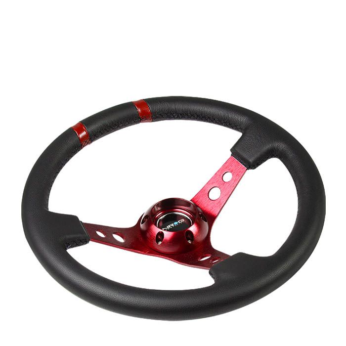 Image of NRG Innovations Stuur Deep Dish Rood 350mm 76mm Leer