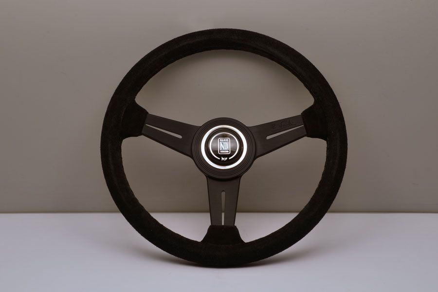 Image of Nardi Stuur Zwarte Kruisstiksel Plat Zwart 340mm Suède