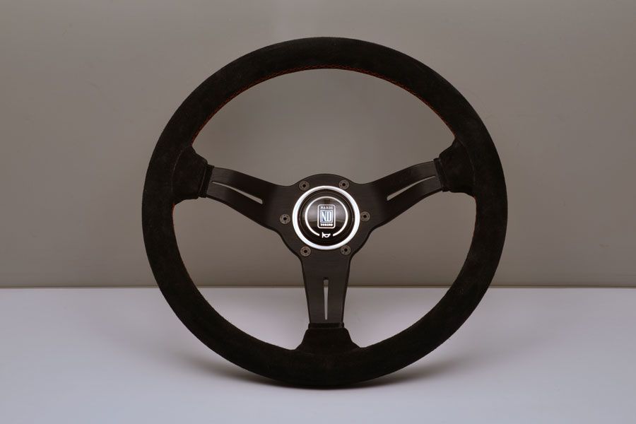 Image of Nardi Stuur Rode Kruisstiksel Deep Dish Zwart 330mm Suède