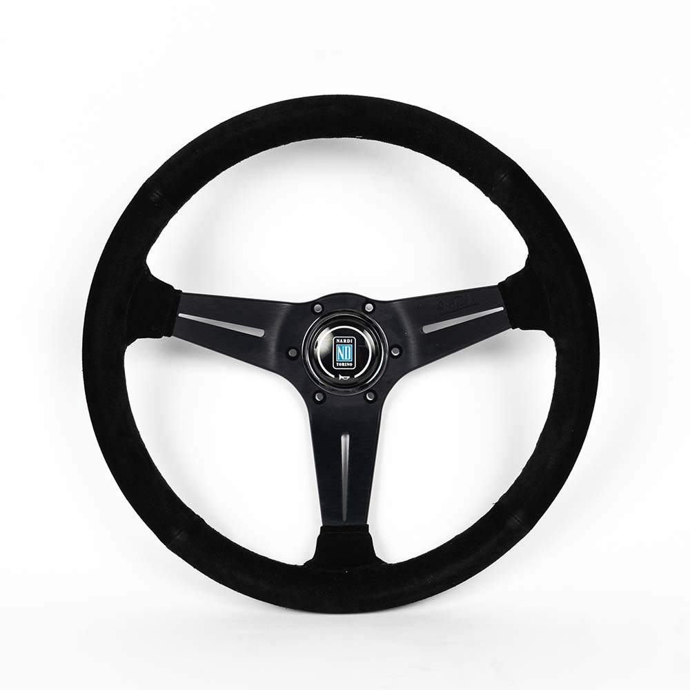 Image of Nardi Stuur Rode Kruisstiksel Deep Dish Zwart 350mm Suède