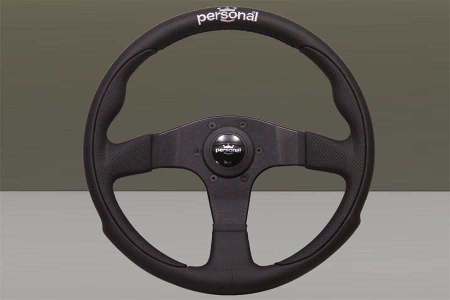 Image of Personal Stuur Plat Zwart 350mm Leer