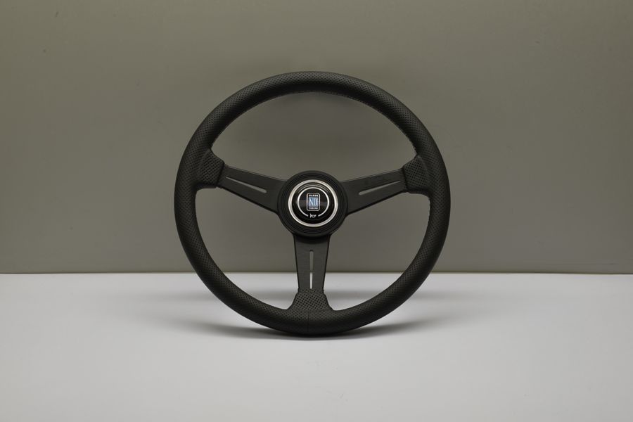 Image of Nardi Stuur Zwarte Kruisstiksel Plat Zwart 340mm Geperforeerd Leer