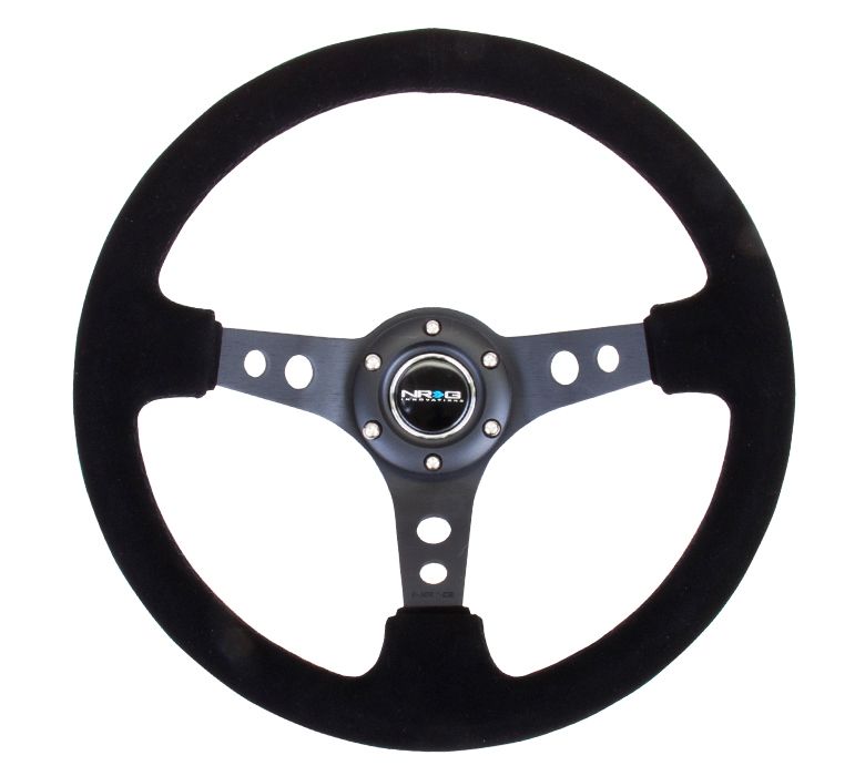 Image of NRG Innovations Stuur Zwarte Kruisstiksel Zwart 350mm Suède