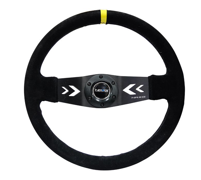 Image of NRG Innovations Stuur Zwarte Kruisstiksel Zwart 350mm Suède