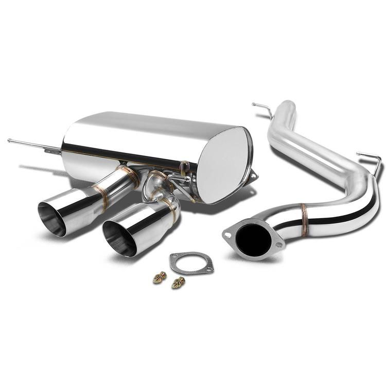 Image of SK-Import Cat-back Uitlaatsysteem R32 Style Dubbelwandige Tip 76mm Roestvrij Staal Volkswagen Golf