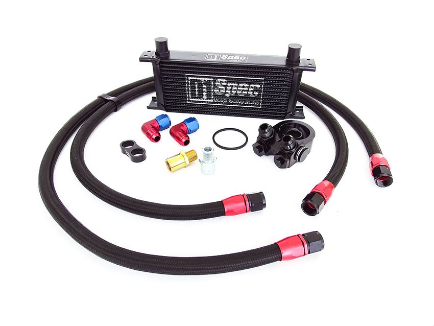 Image of D1 Spec Oliekoeler Kit Met Thermostaat Zwart 19 Rijen Aluminium