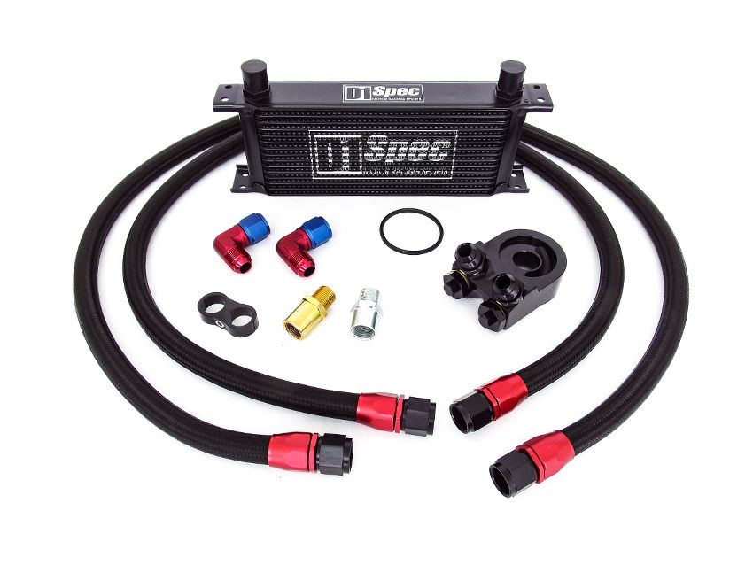 Image of D1 Spec Oliekoeler Kit Zwart 19 Rijen Aluminium