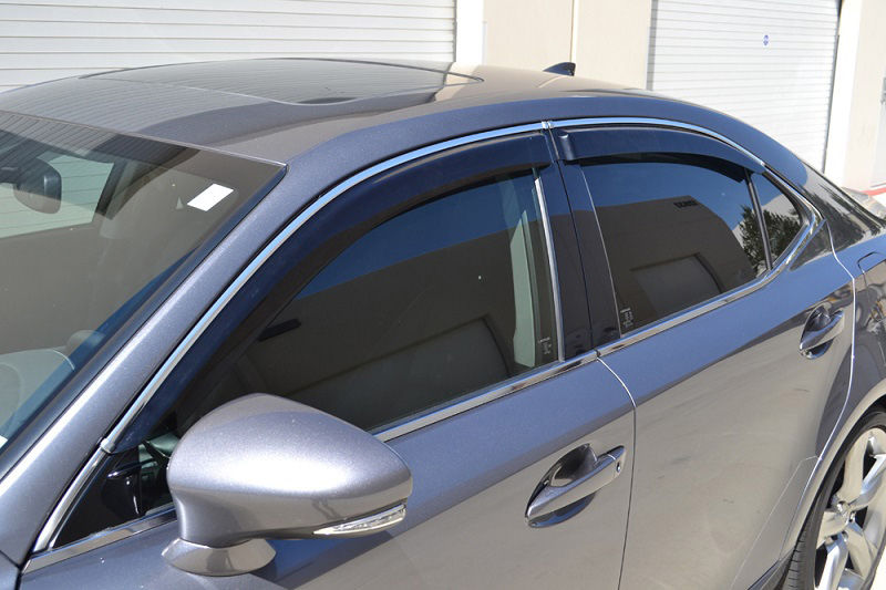 Image of SK-Import Voor en Achter Zijwindscherm Plak Met roestvrij chroom lijstwerk Smoke Kunststof Lexus IS