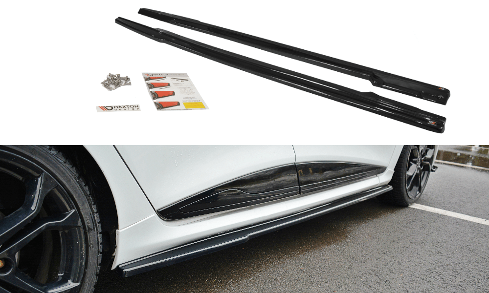 Image of Maxton Side Skirts Glanzend Zwart ABS Plastic Renault Clio