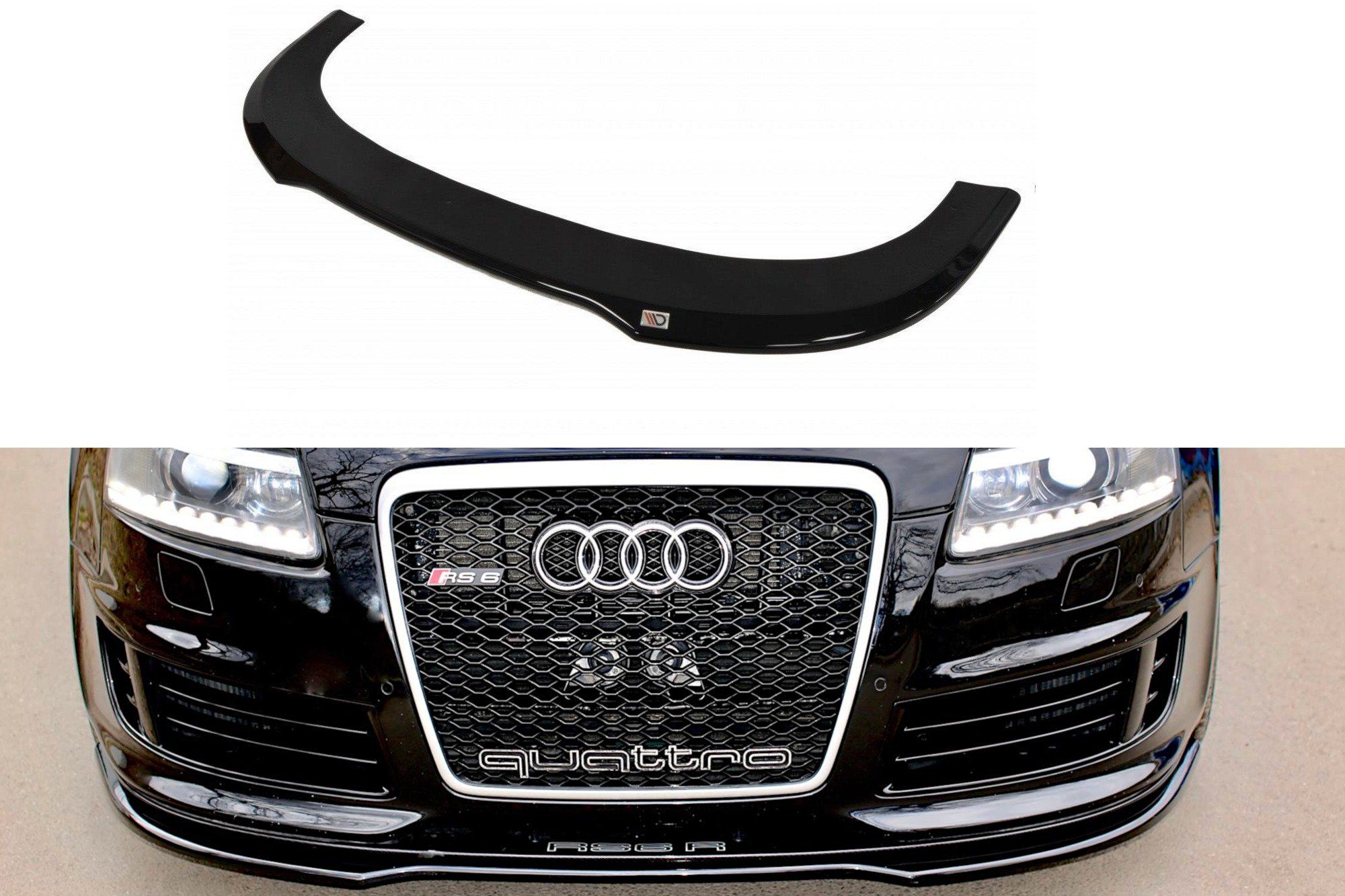 Image of Maxton Voor Bumper Lip Glanzend Zwart ABS Plastic Audi RS6