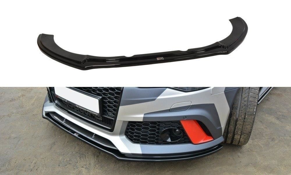 Image of Maxton Voor Bumper Lip V1 Glanzend Zwart ABS Plastic Audi RS6
